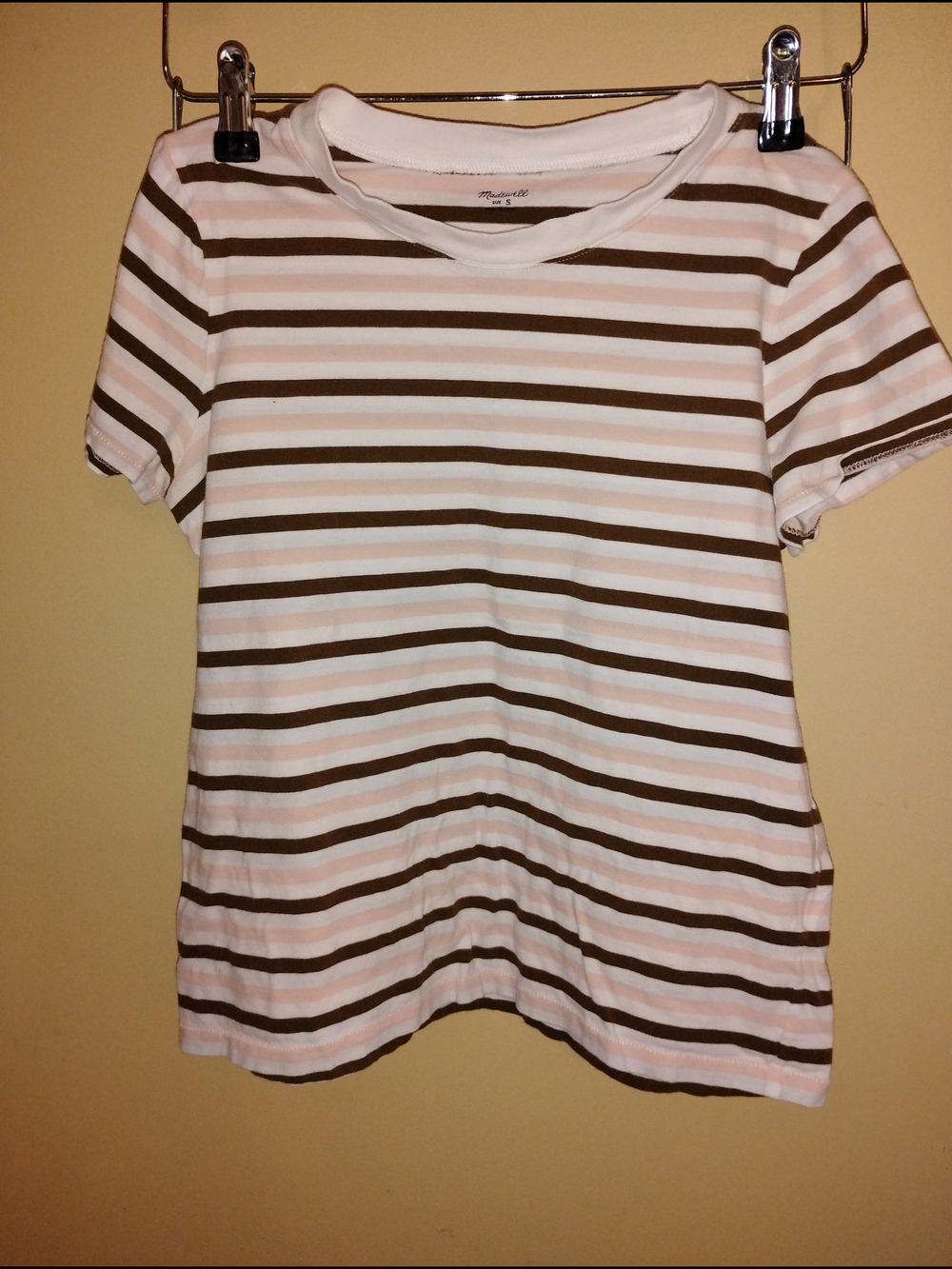 Madewell White & Brown Striped Short-Sleeve Tee